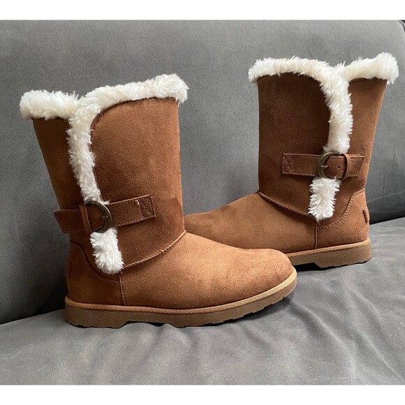 Makalu women's size 6 Gabrielle Chesnut textile/faux fur upper boots - Picture 2 of 9